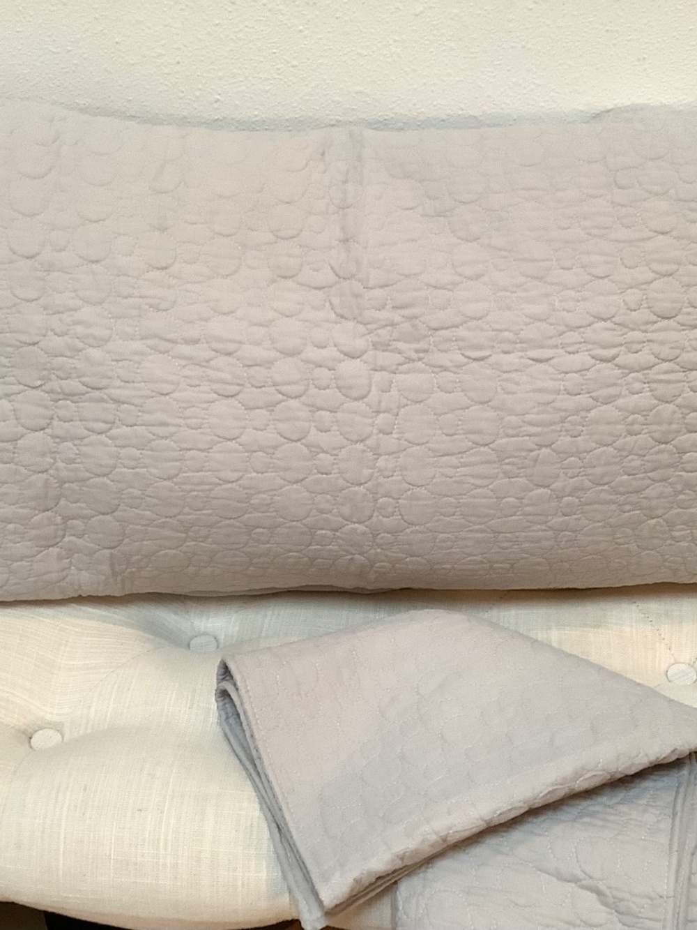 Taupe Quilted King Pillow Covers (2) Neutral Quilted Circle-Pattern